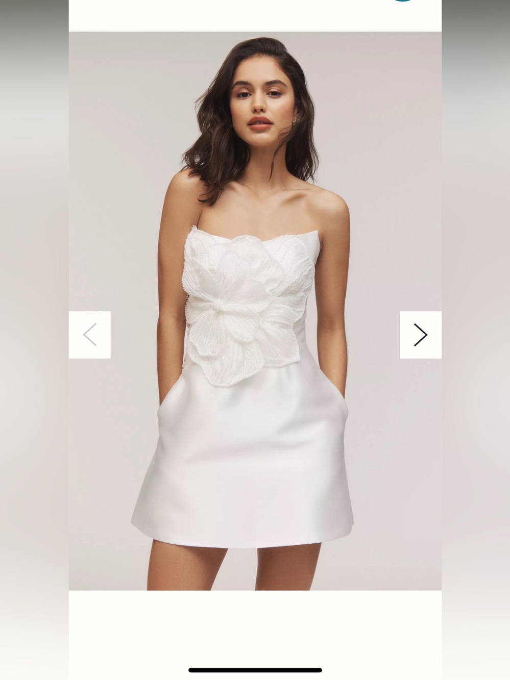 Watters Brie Strapless Embellished Pearl Floral A-Line Mini Dress